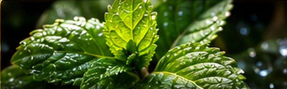 Artistic illustration of peppermint; conceptual ingredient imagery, not a laboratory micrograph